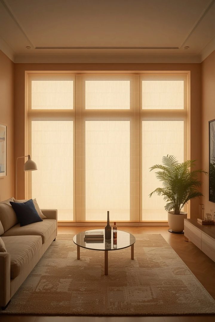 living room window covering ideas doubling sheer and solid layers
