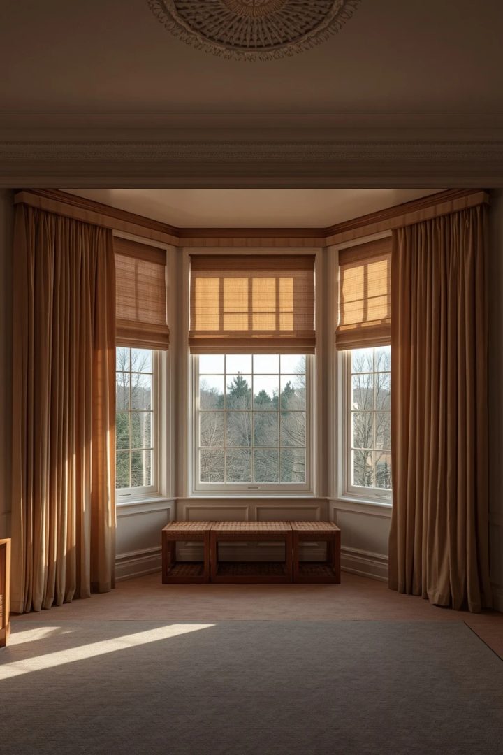 living room drapes ideas dressing a bay window as a single scheme