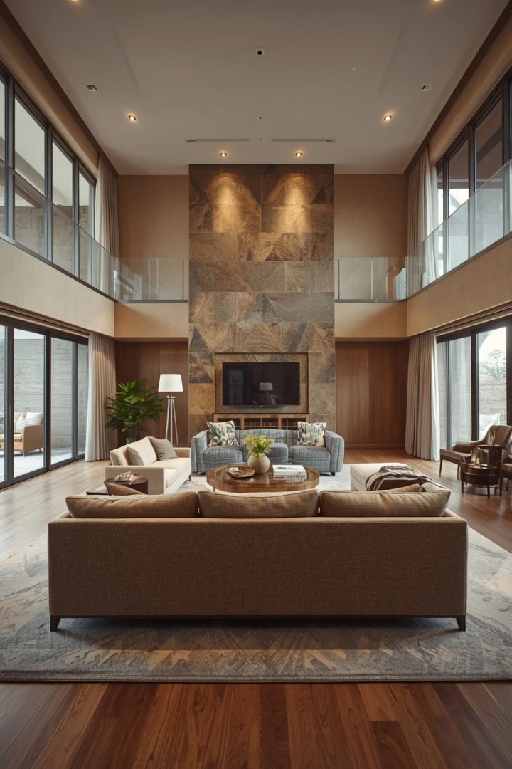 living room layout with furniture floated off the walls into a group