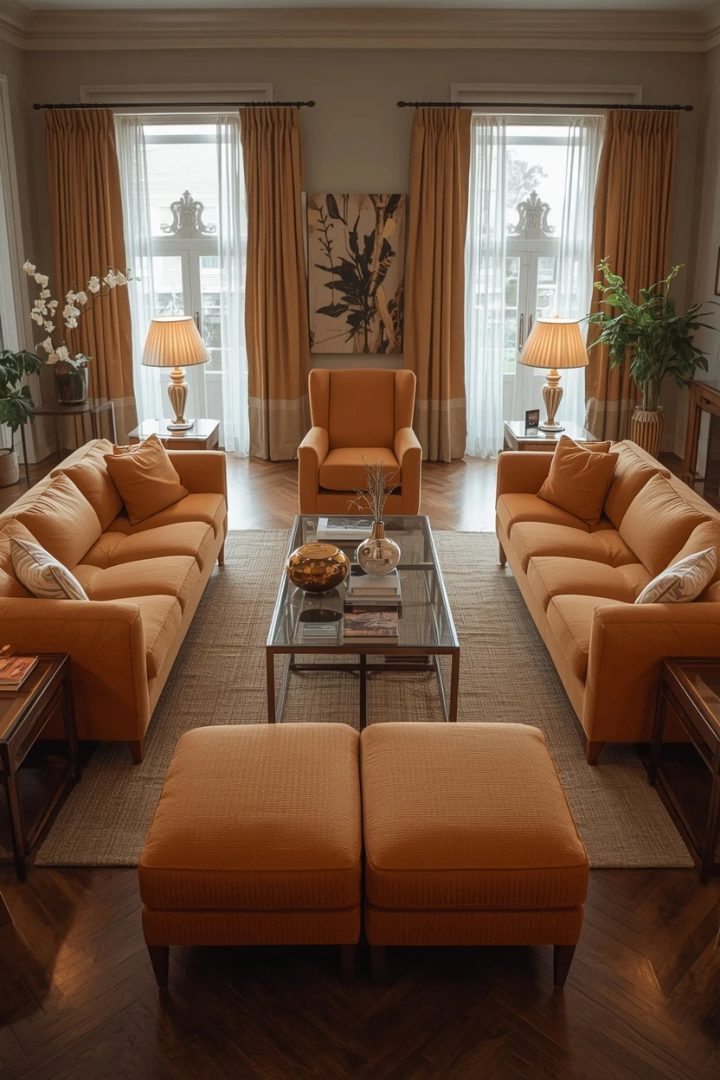 L-shaped living room layout with a corner sectional sofa