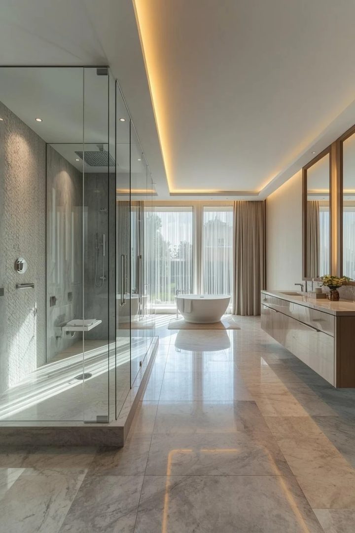 14. Statement Lighting Around the Shower