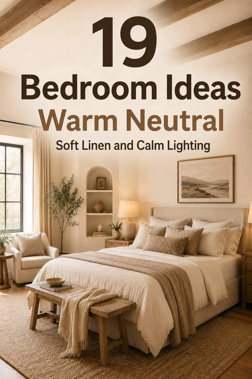 Warm Neutral Bedroom Ideas with Soft Linen and Calm Lighting