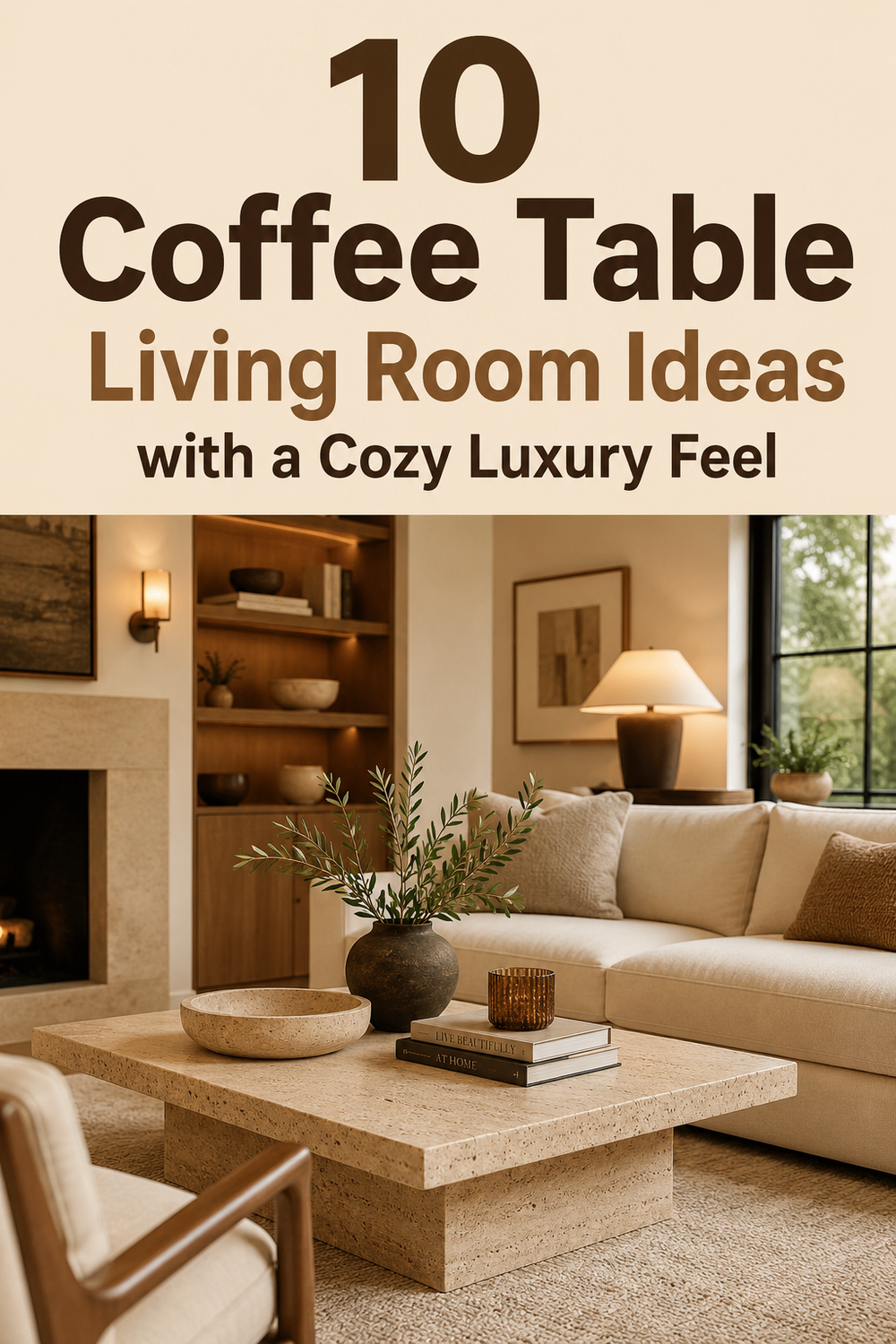 Travertine Coffee Table Living Room Ideas with a Cozy Luxury Feel
