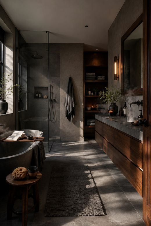 Slate Gray & Dark Walnut 20 Bathroom Ideas for a Finished Bathroom Look