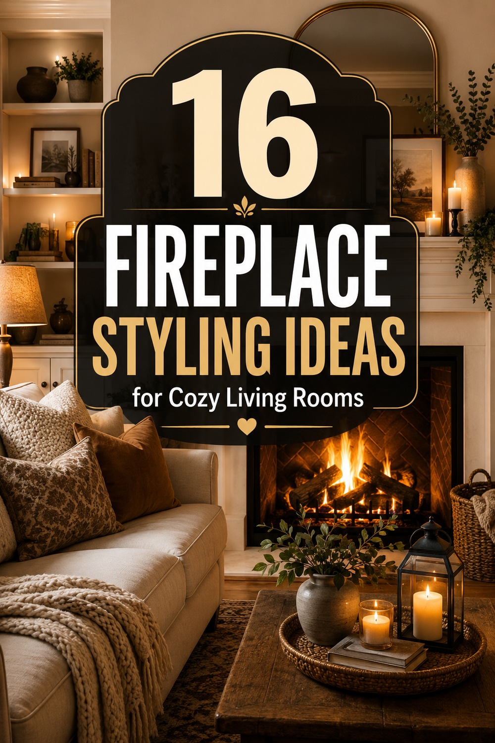 16 Fireplace Styling Ideas for Cozy Living Rooms with Creamy Stone Surrounds