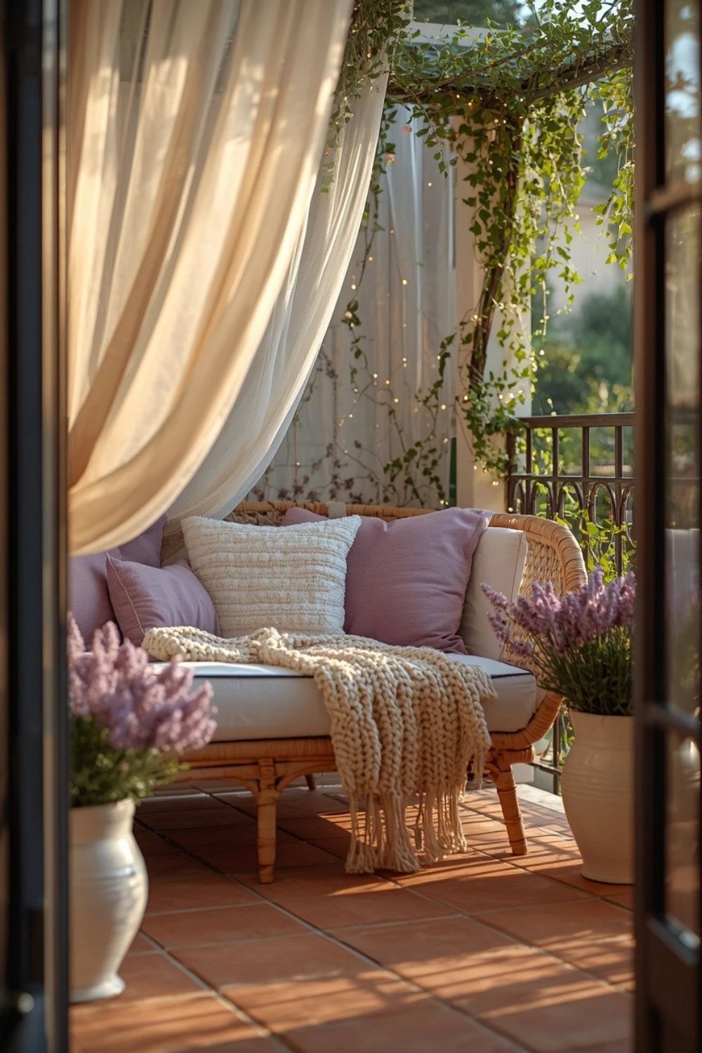 26 Lavender and Cream Small Balcony Decoration Ideas for a Cozy Outdoor Escape