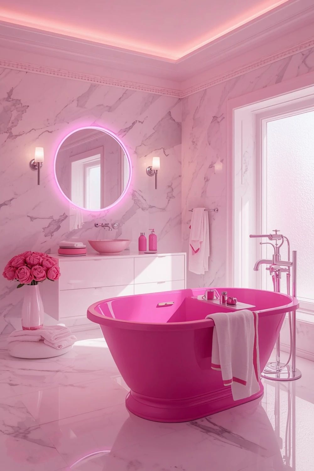 28 Hot Pink and White Bathroom Ideas for a Spa-Like Finished Look