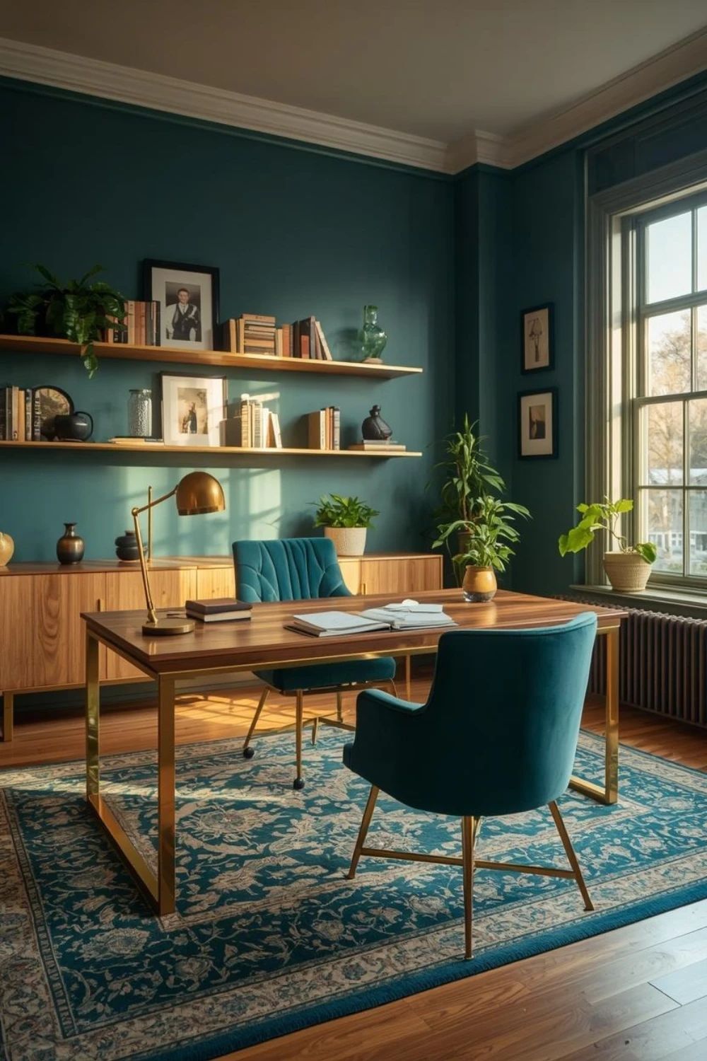 15 Teal and Brass Home Office Ideas for a Productive, Beautiful Workspace