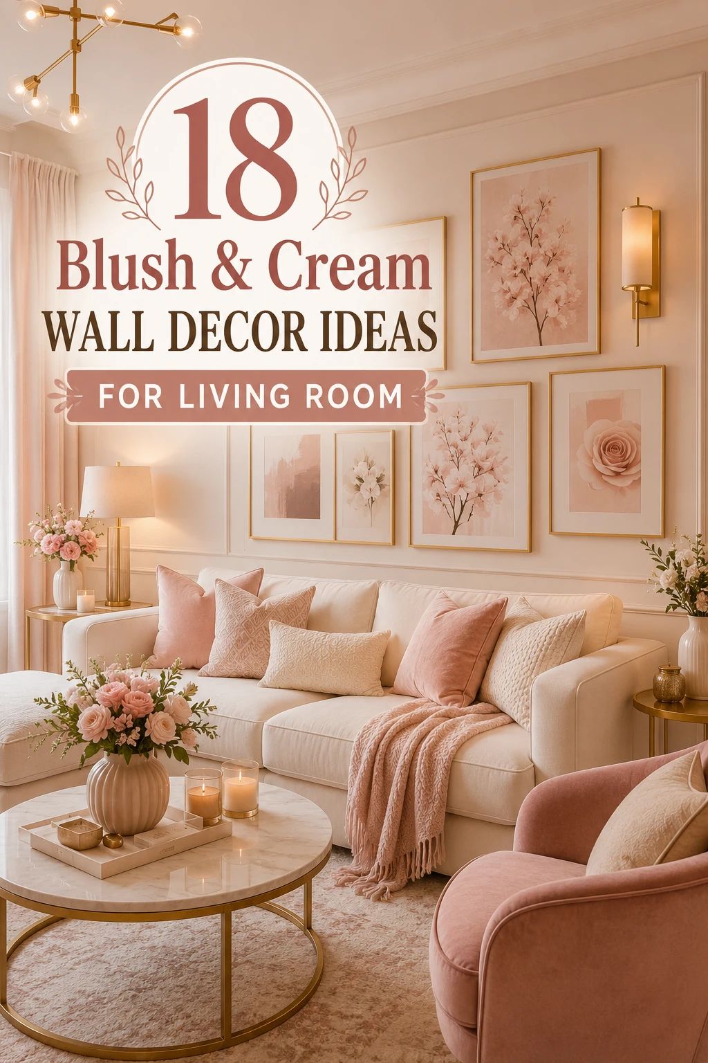 How Blush Pink and Cream Wall Decor Ideas For Living Room Create Fresh Natural Style
