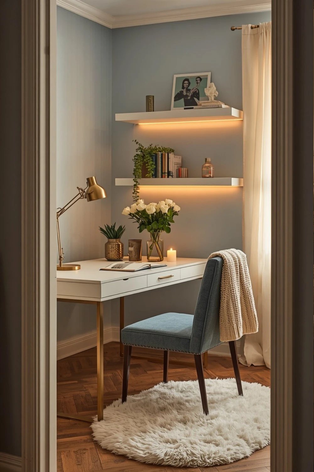 18 Denim Blue and Cream Small Home Office Ideas for a Polished, Feminine Look