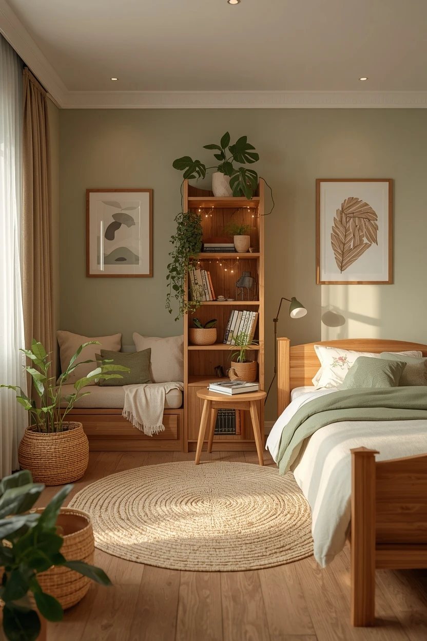 21 Soft Green & Wood Girls Bedroom Ideas