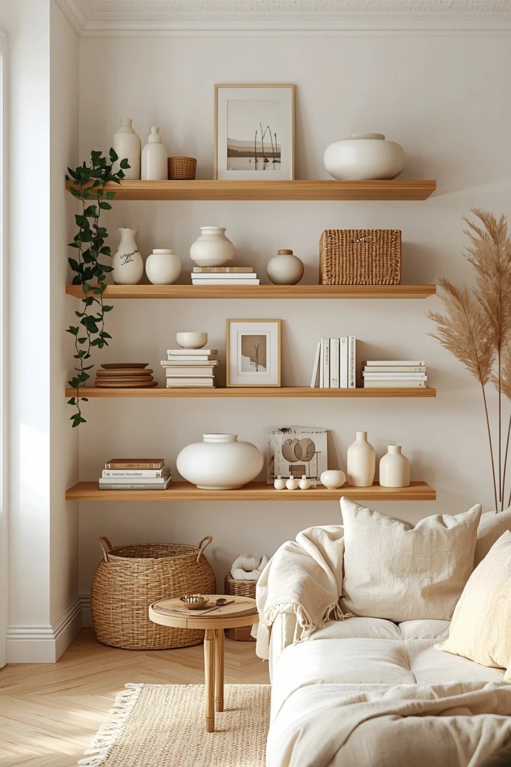 21 Natural Oak and Cream Shelf Decor Ideas for an Inviting Everyday Space