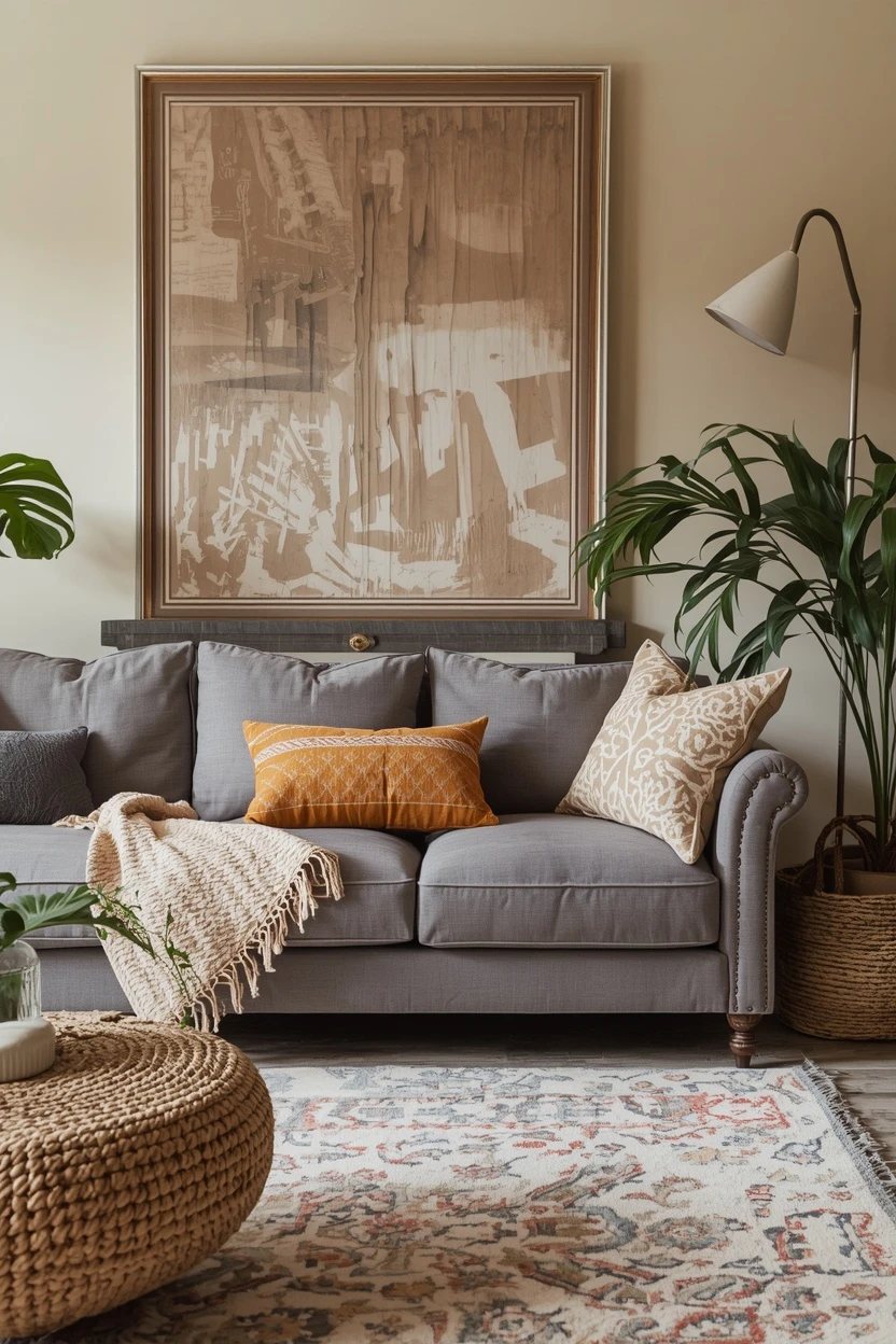 14 Grey Settee Living Room Ideas to Warm Up a Neutral Sofa