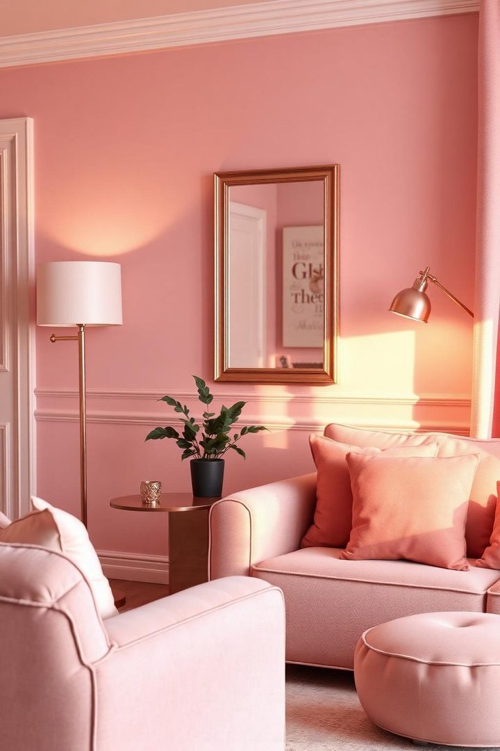 Pink cozy living room idea 3