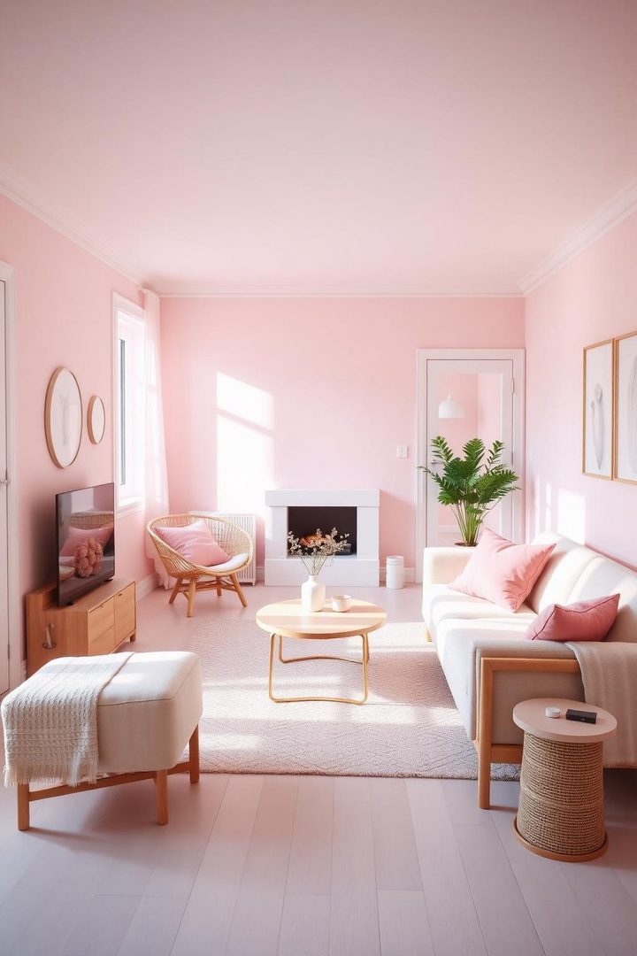 Pink cozy living room idea 4