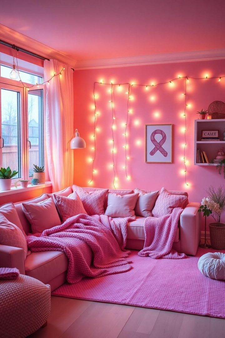 Pink cozy living room idea 6