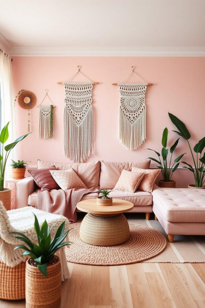 Pink cozy living room idea 7