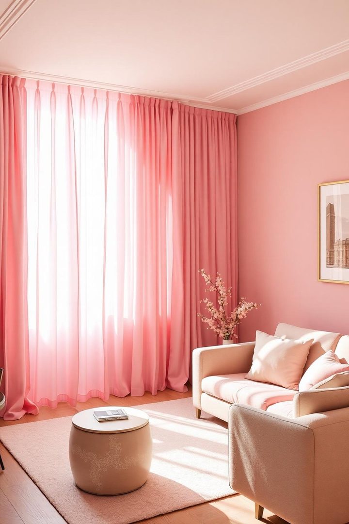 Pink cozy living room idea 8