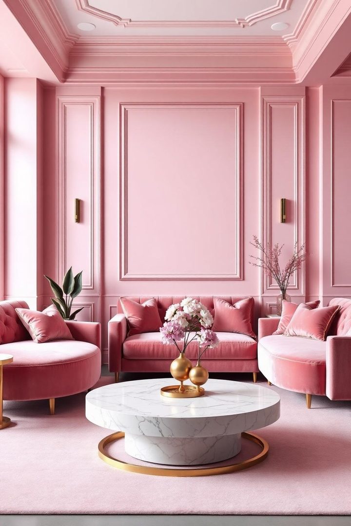 Pink cozy living room idea 9