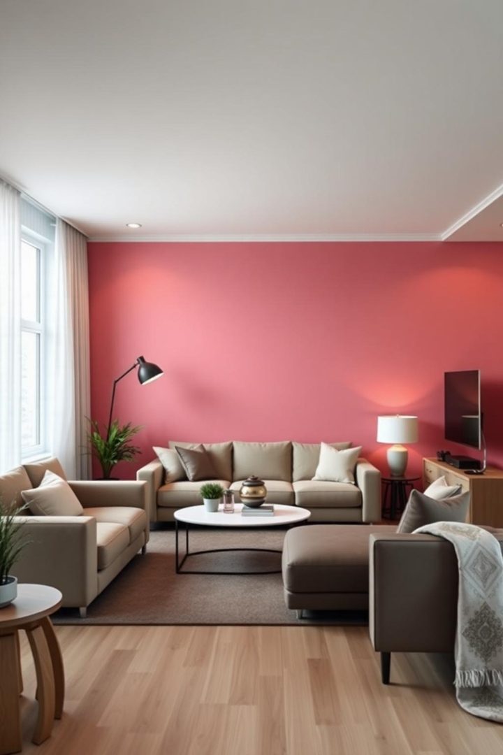 Pink cozy living room idea 13