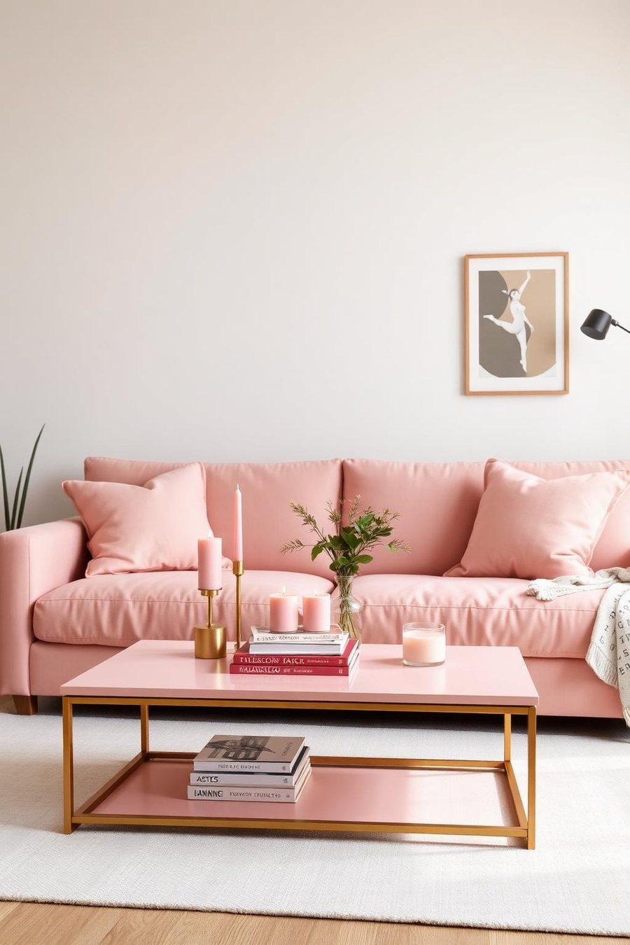 Pink cozy living room idea 14