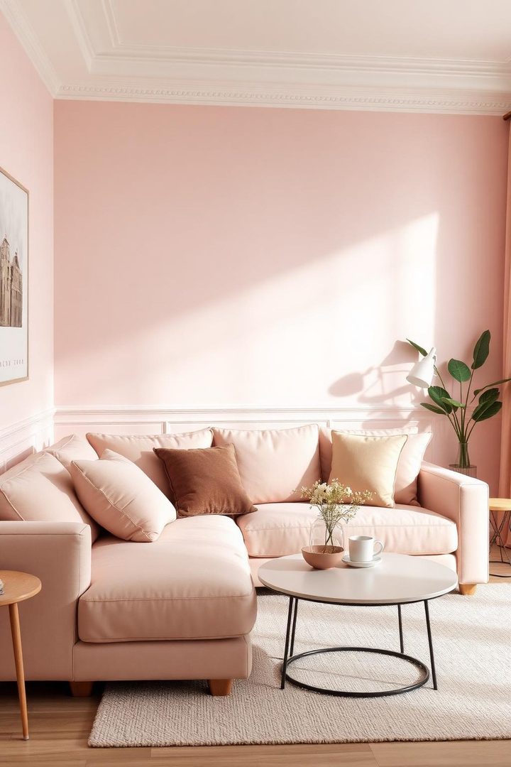 Pink cozy living room idea 15