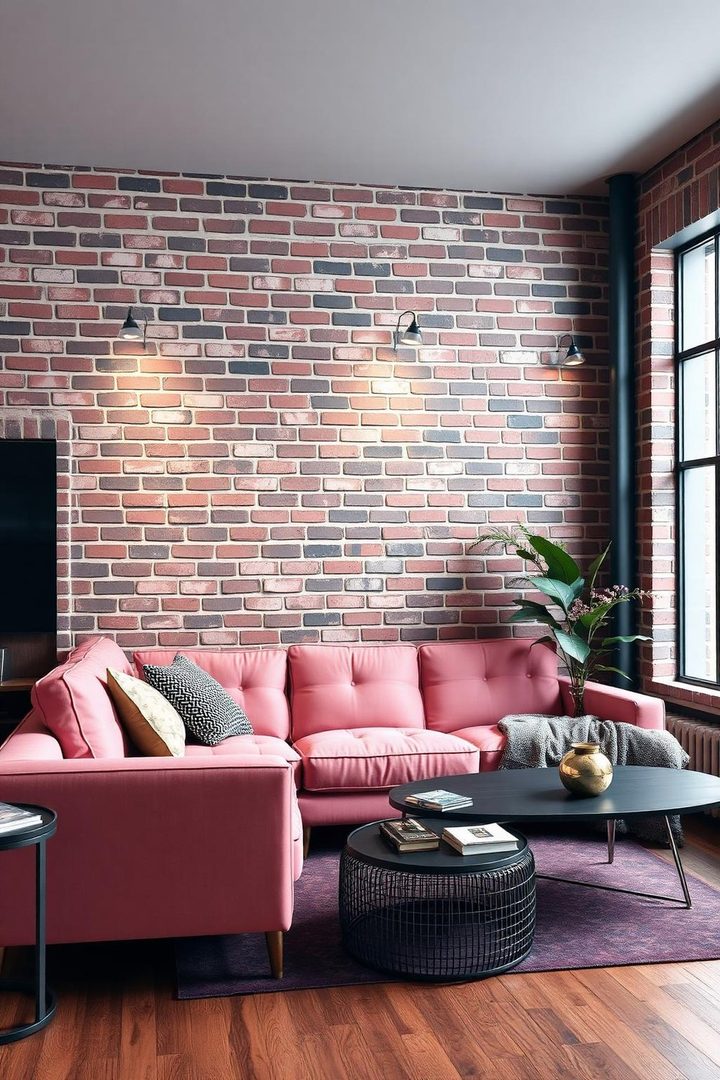 Pink cozy living room idea 16